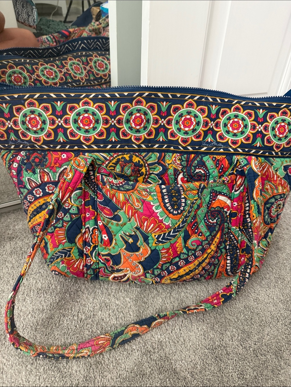 Vera Bradley Multicolor Quilted Paisley Tote with Floral Border